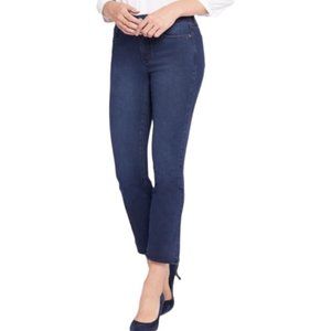 NYDJ Slim Bootcut High Waisted Jeans Denim Dark Wash with Fray Hem High Rise 2